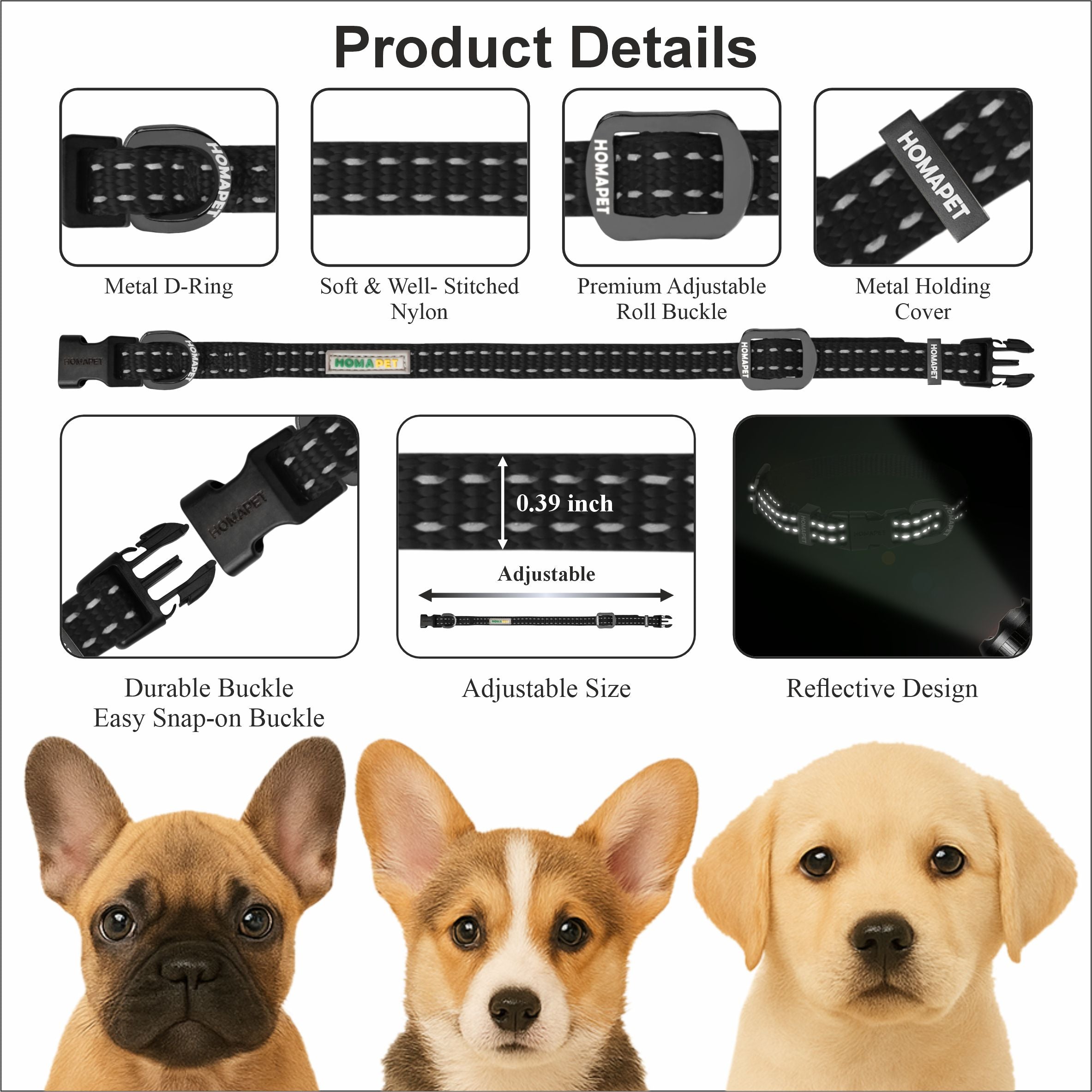 Black Nylon Dog Collar