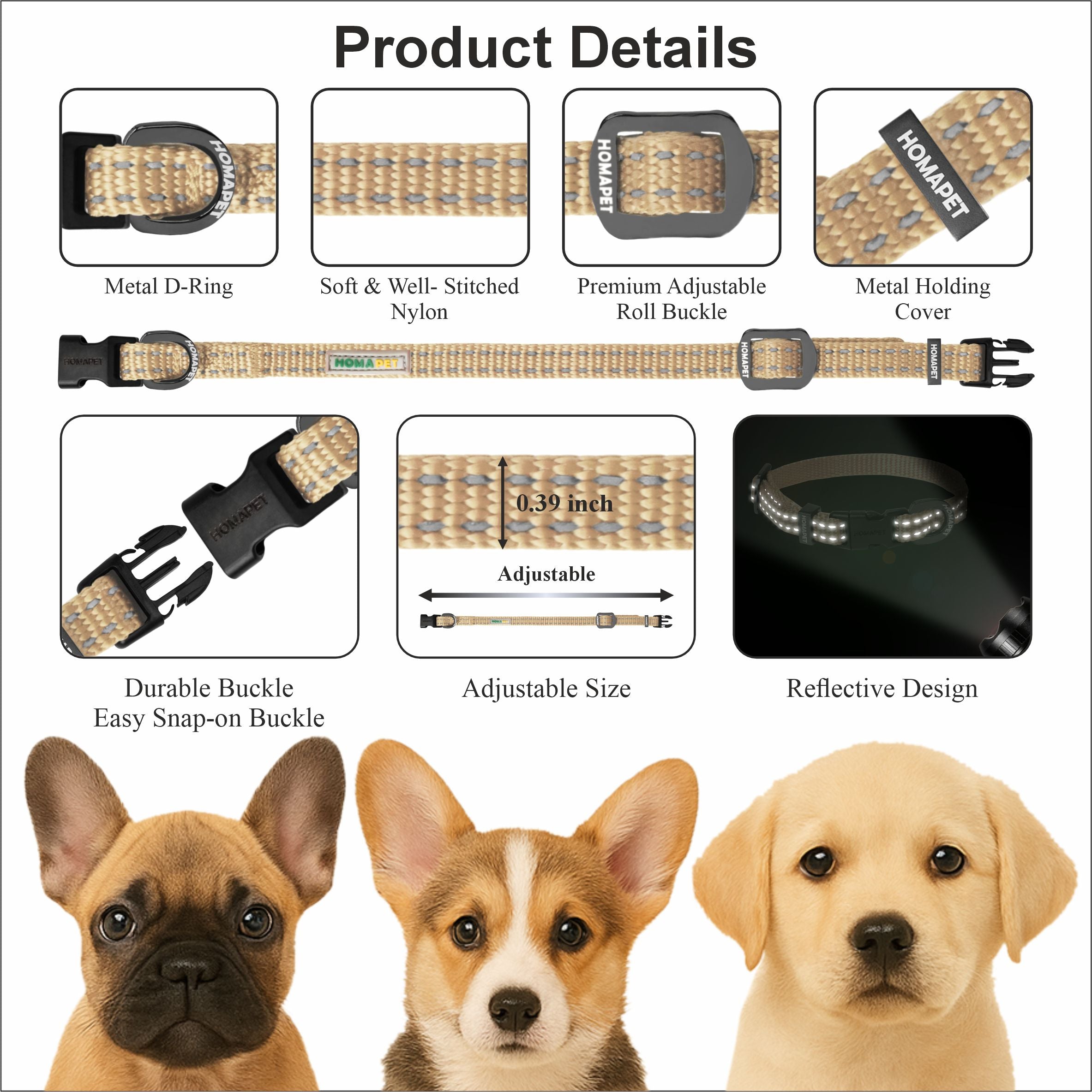 Ivory Nylon Dog Collar