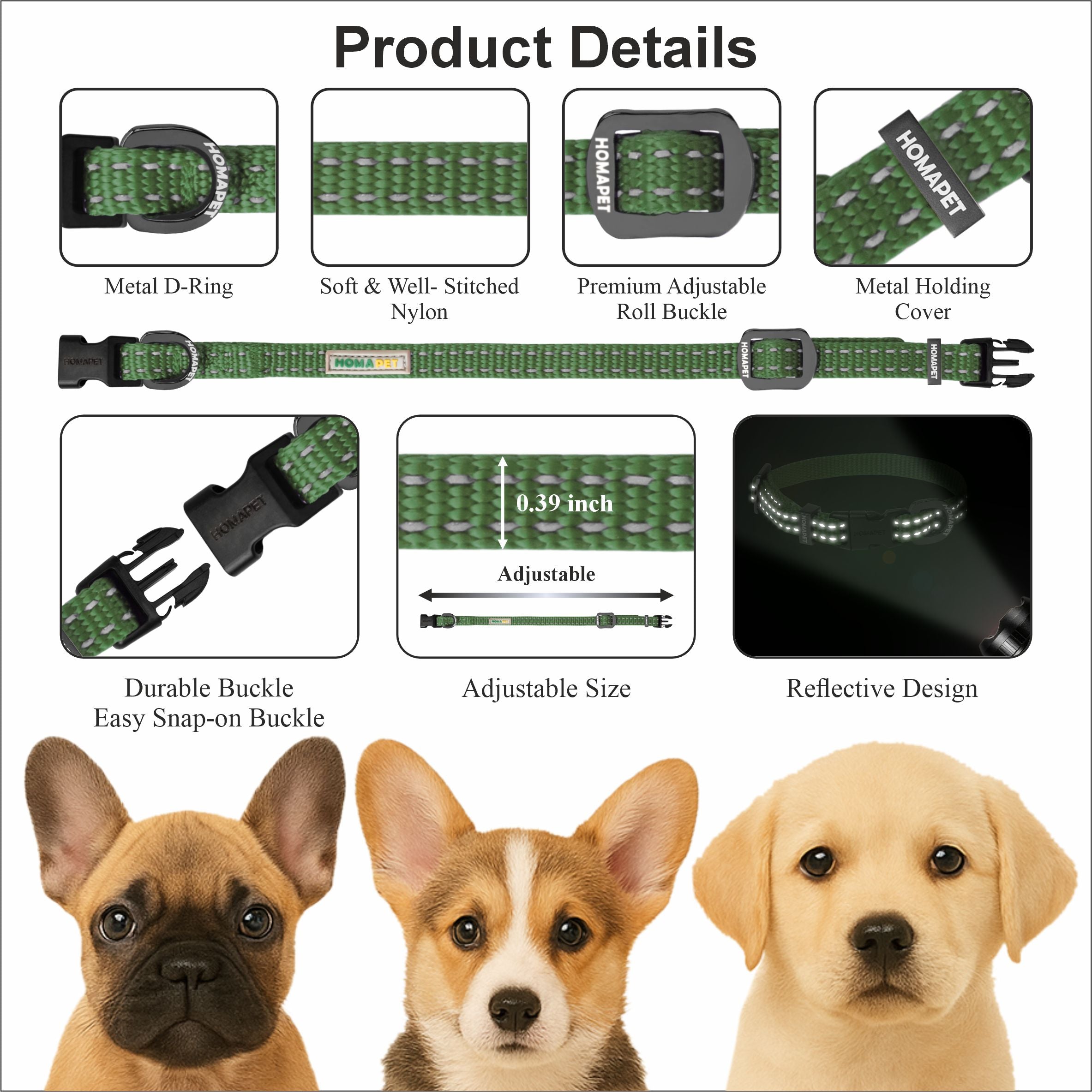 Olive Green Nylon Dog Collar