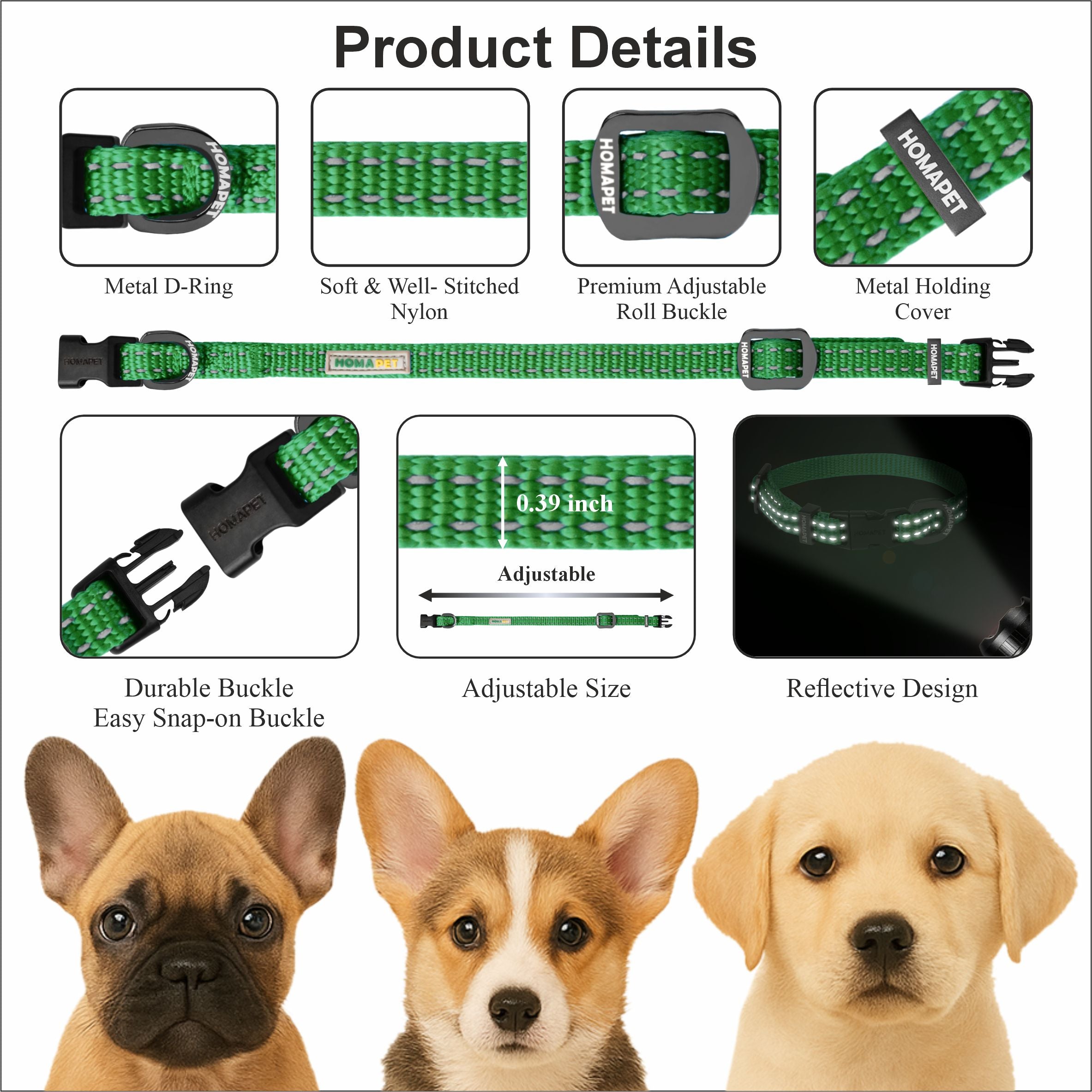 Poly Green Nylon Dog Collar