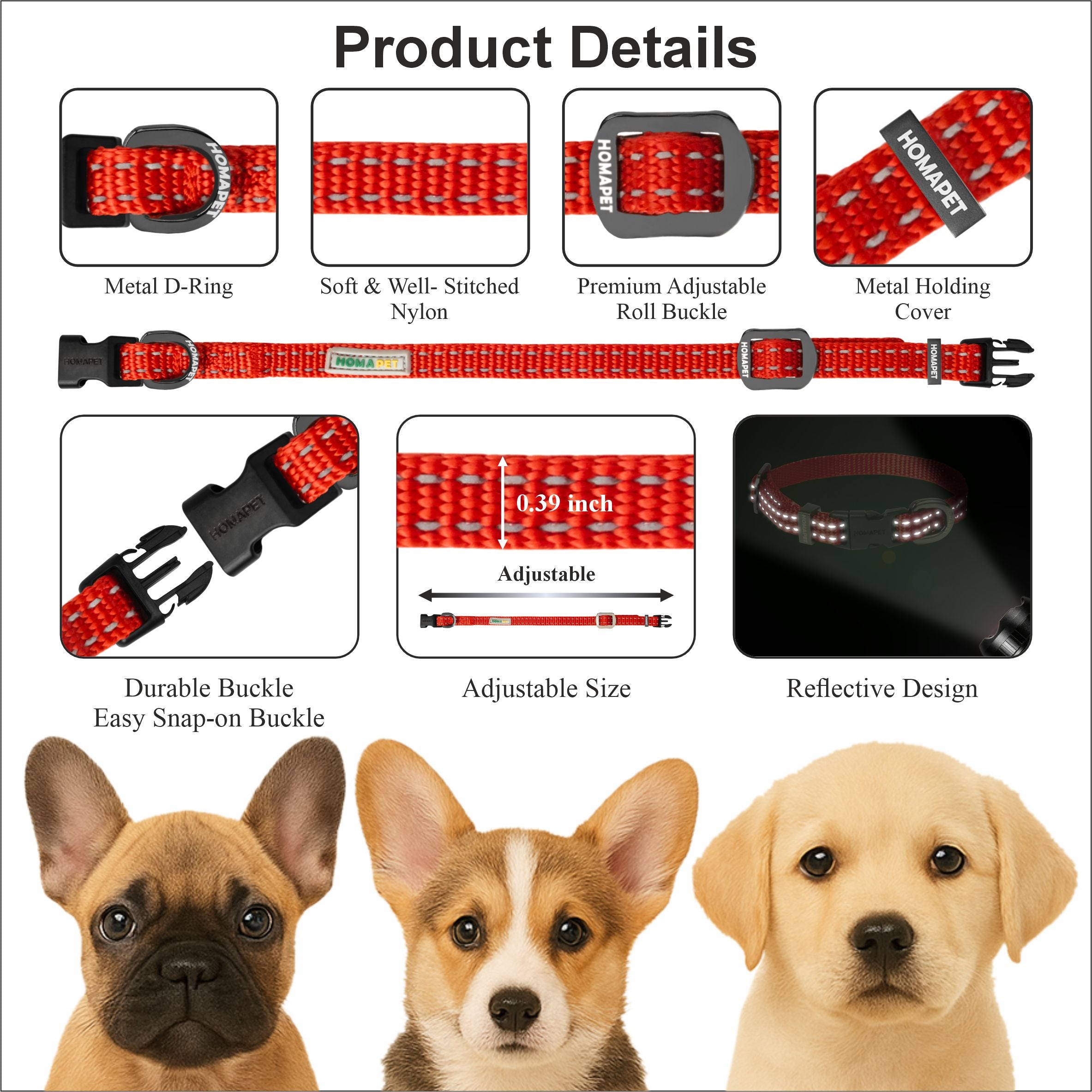 Red Nylon Dog Collar