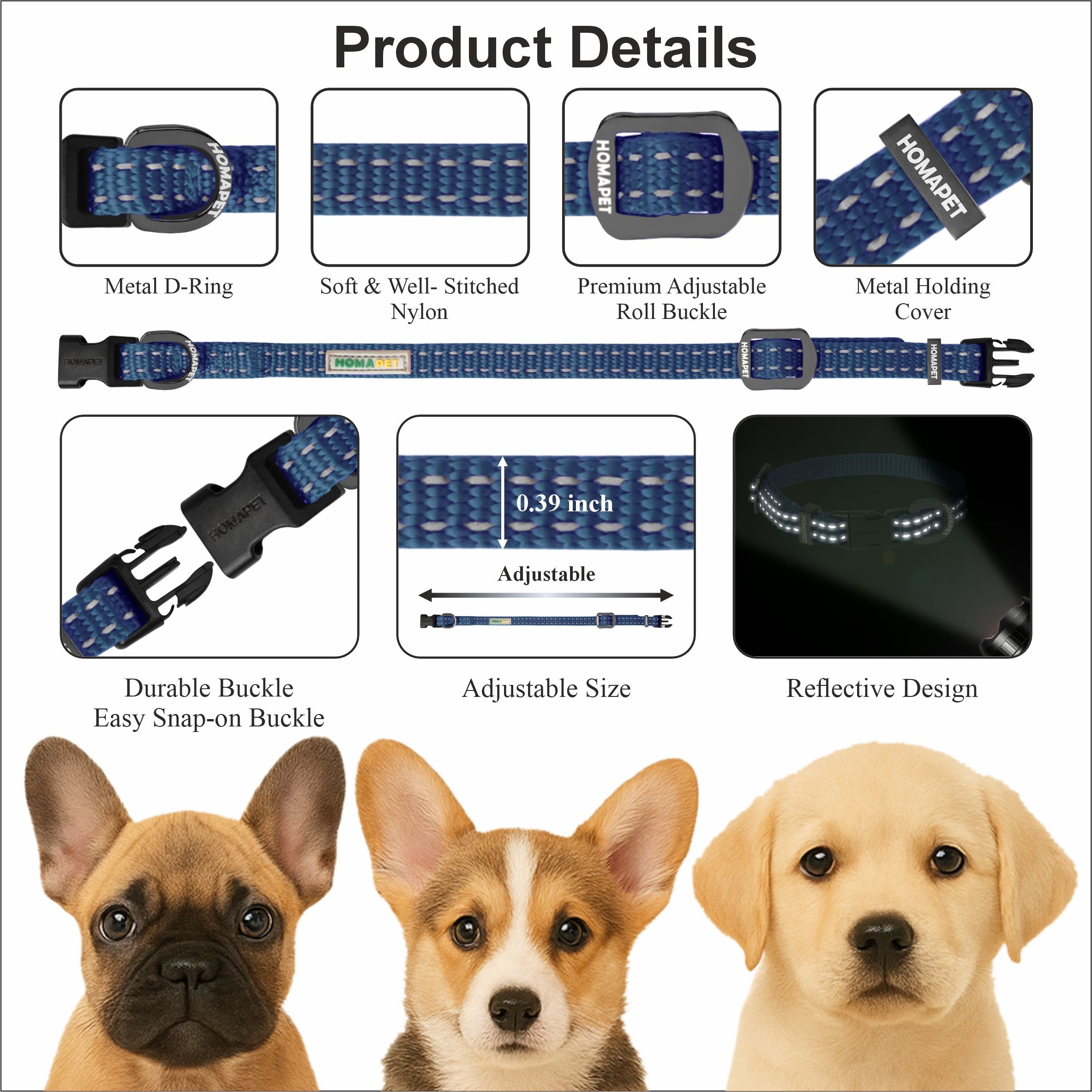 Sodalite Blue Nylon Dog Collar